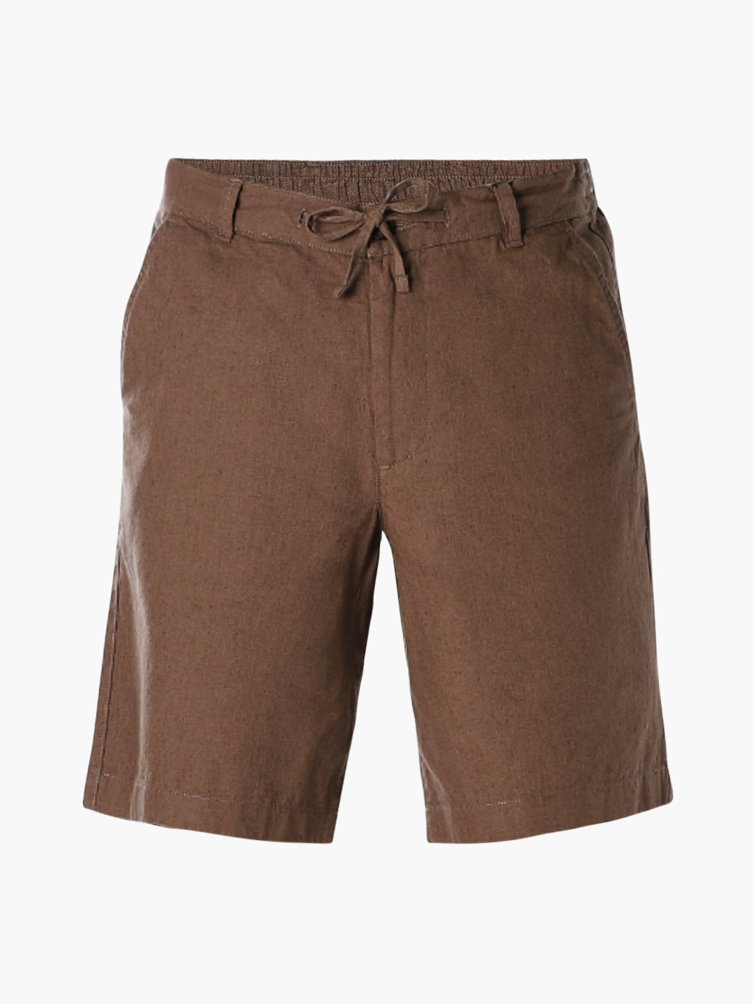 Brown Linen Blend Chino Shorts