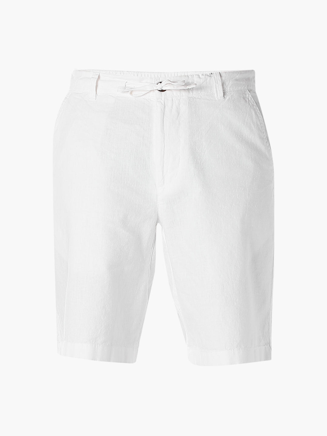 White Linen Blend Chino Shorts