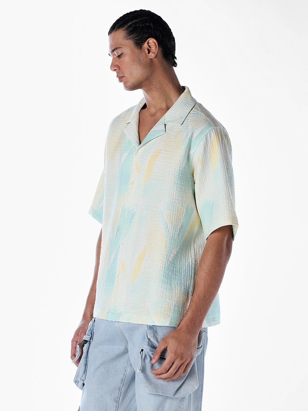 Tropical Print Oversized Shirt