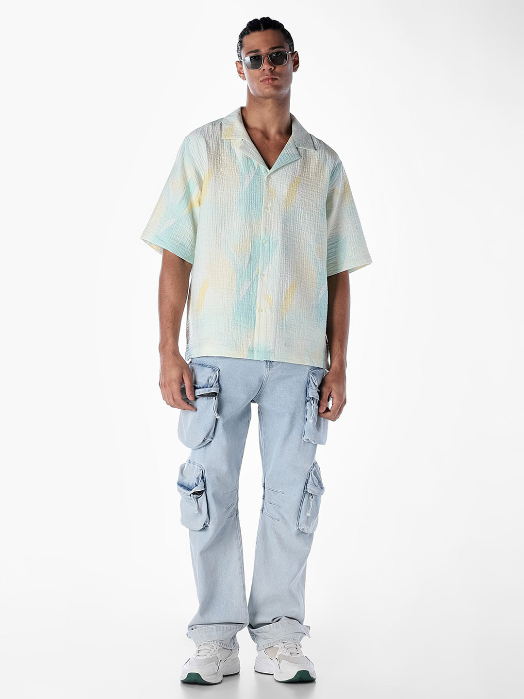 Tropical Print Oversized Shirt