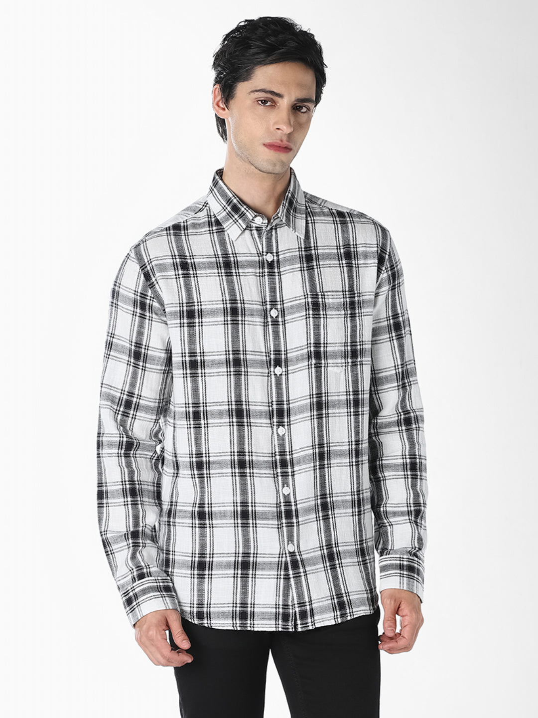 White Check Cotton Shirt
