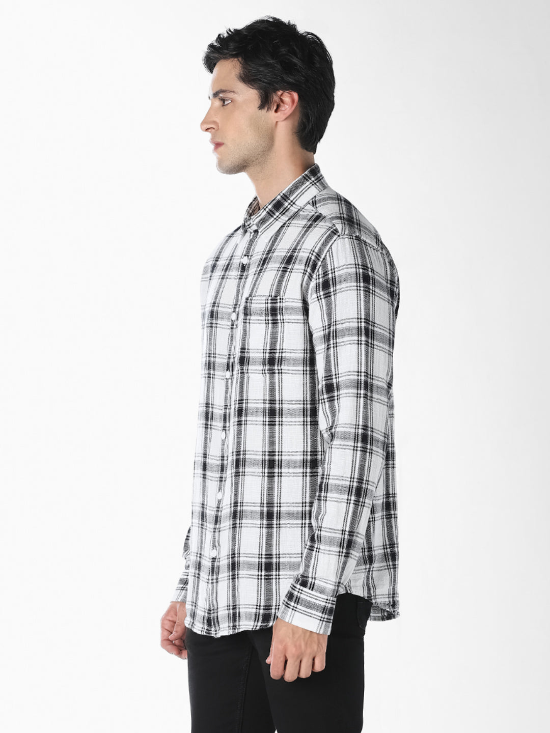 White Check Cotton Shirt
