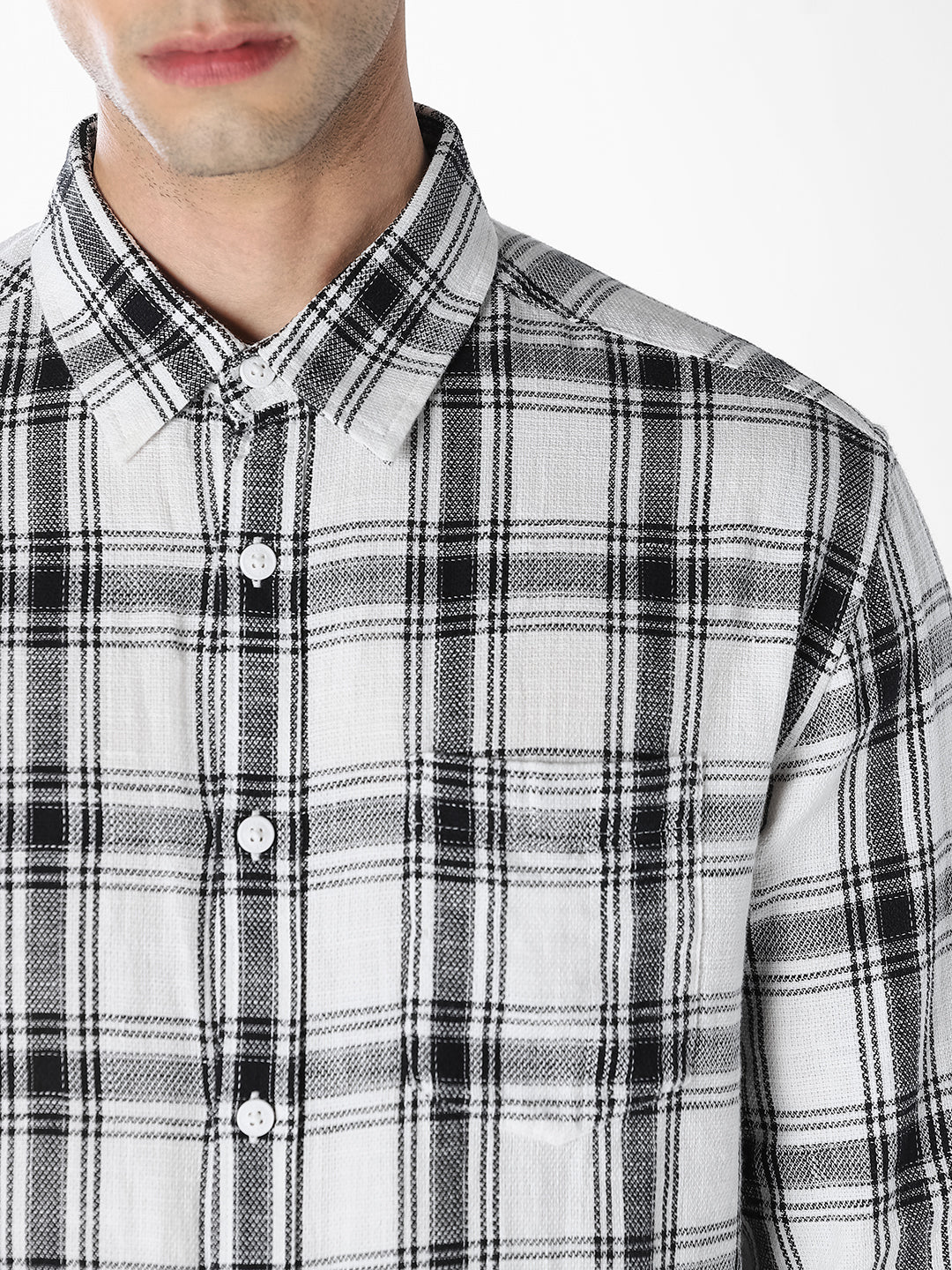 White Check Cotton Shirt