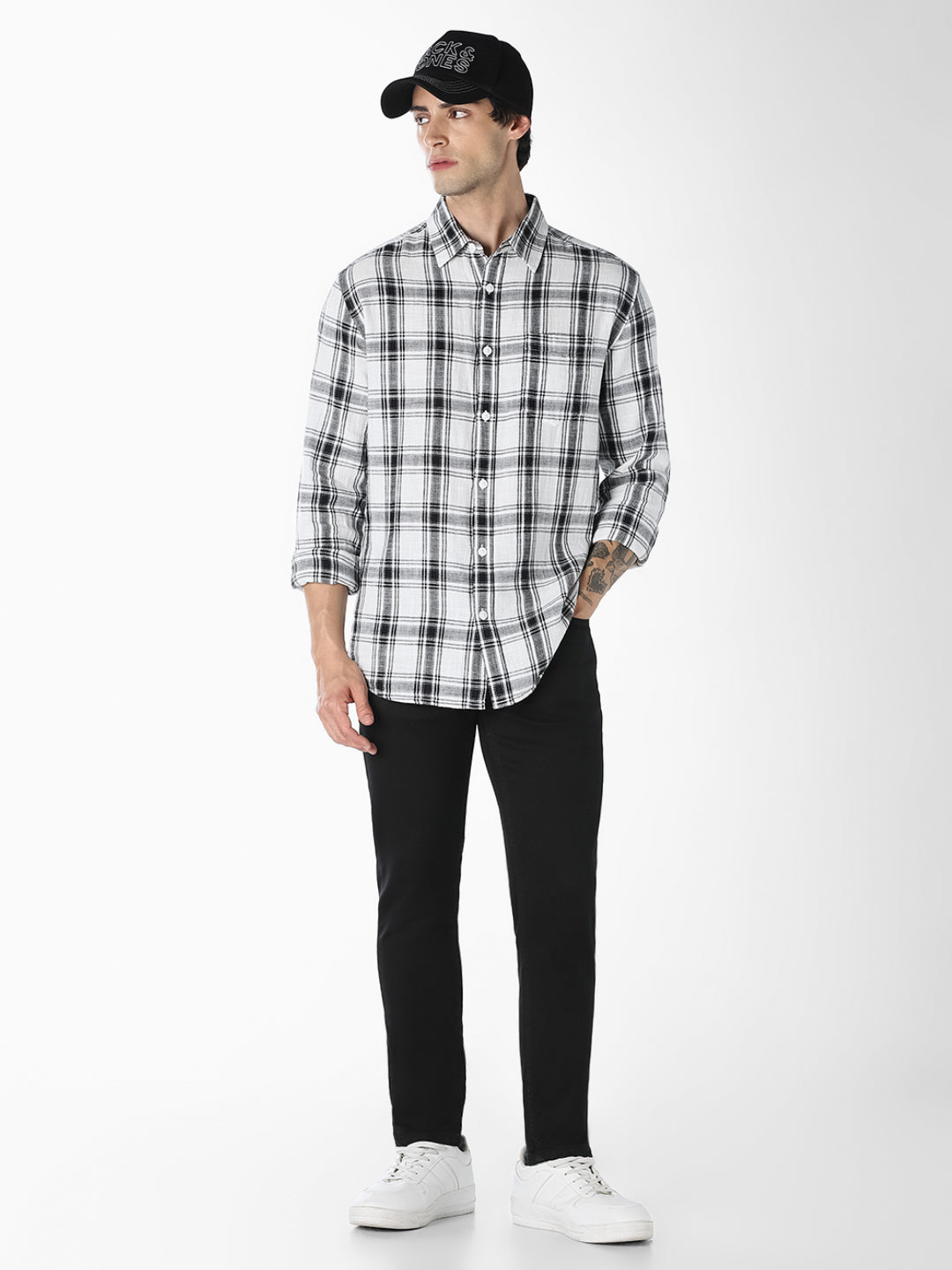 White Check Cotton Shirt