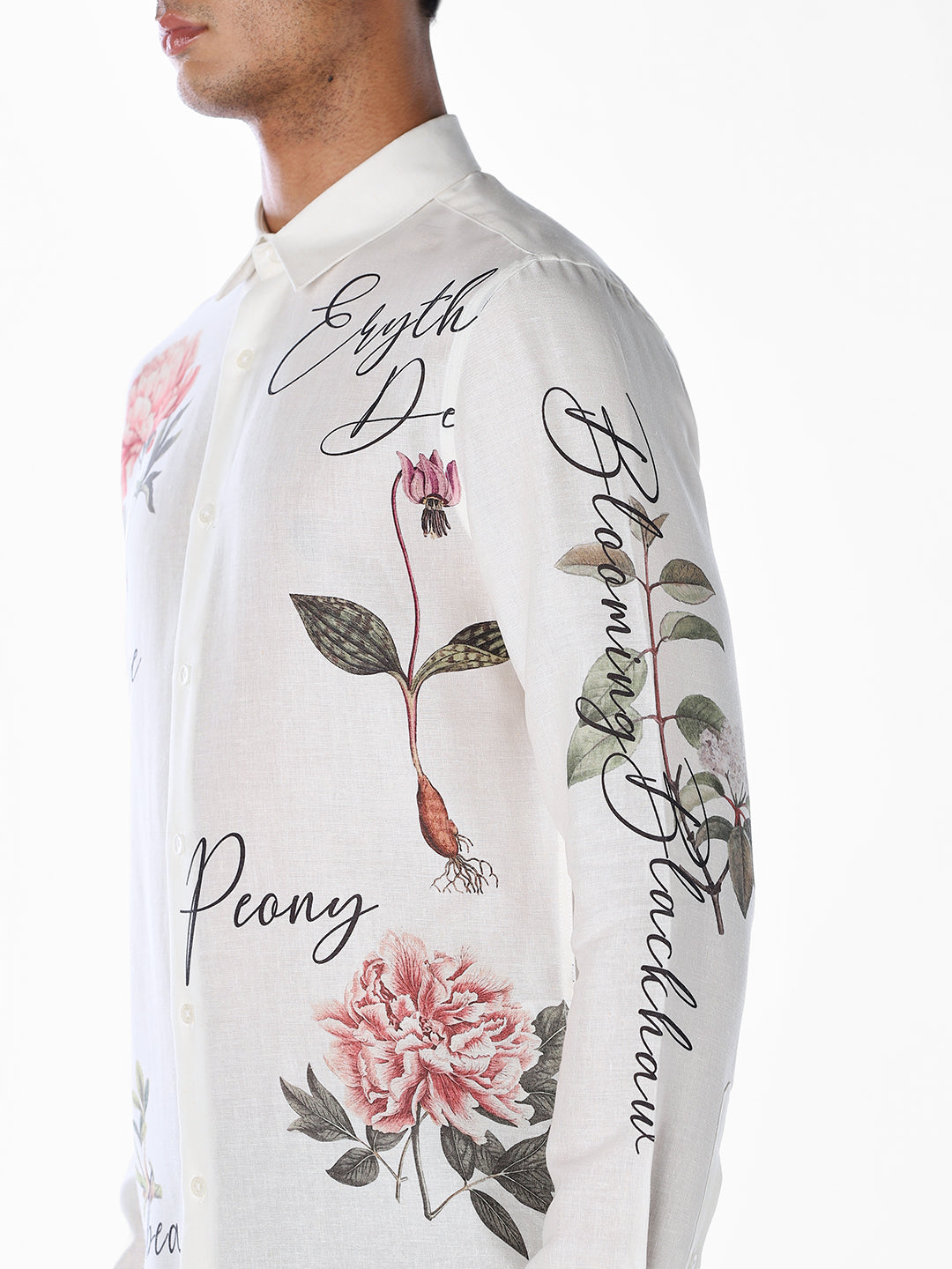 Linen Blend Floral Slim Fit Shirt