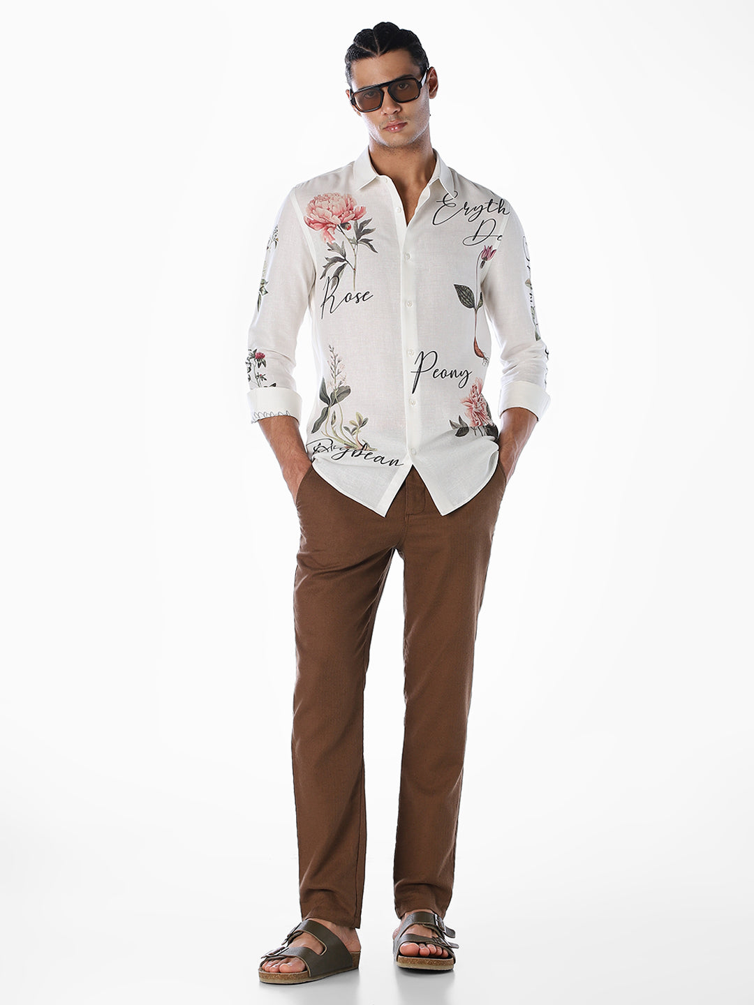 Linen Blend Floral Slim Fit Shirt