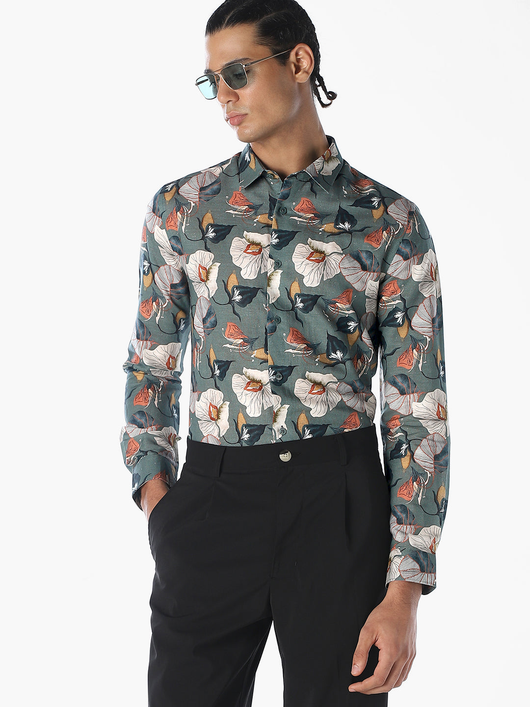 Linen Blend Printed Slim Fit Shirt