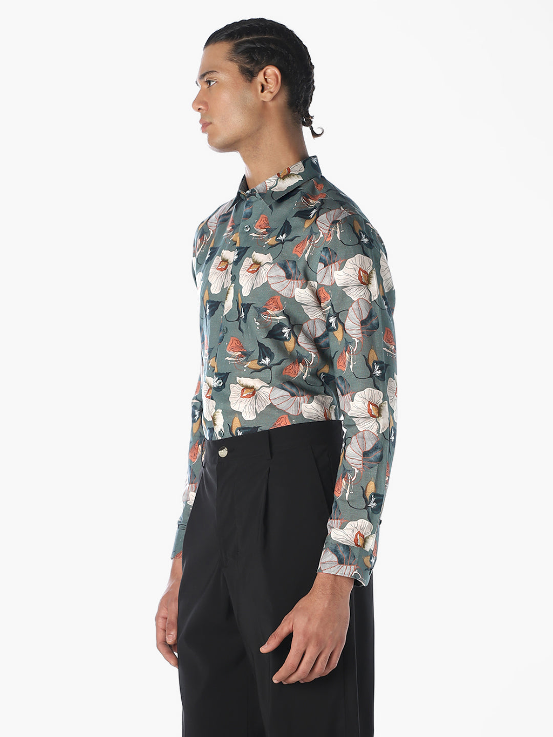 Linen Blend Printed Slim Fit Shirt