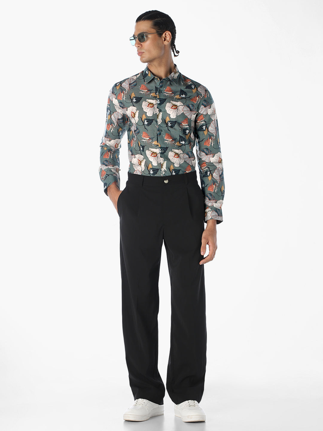 Linen Blend Printed Slim Fit Shirt