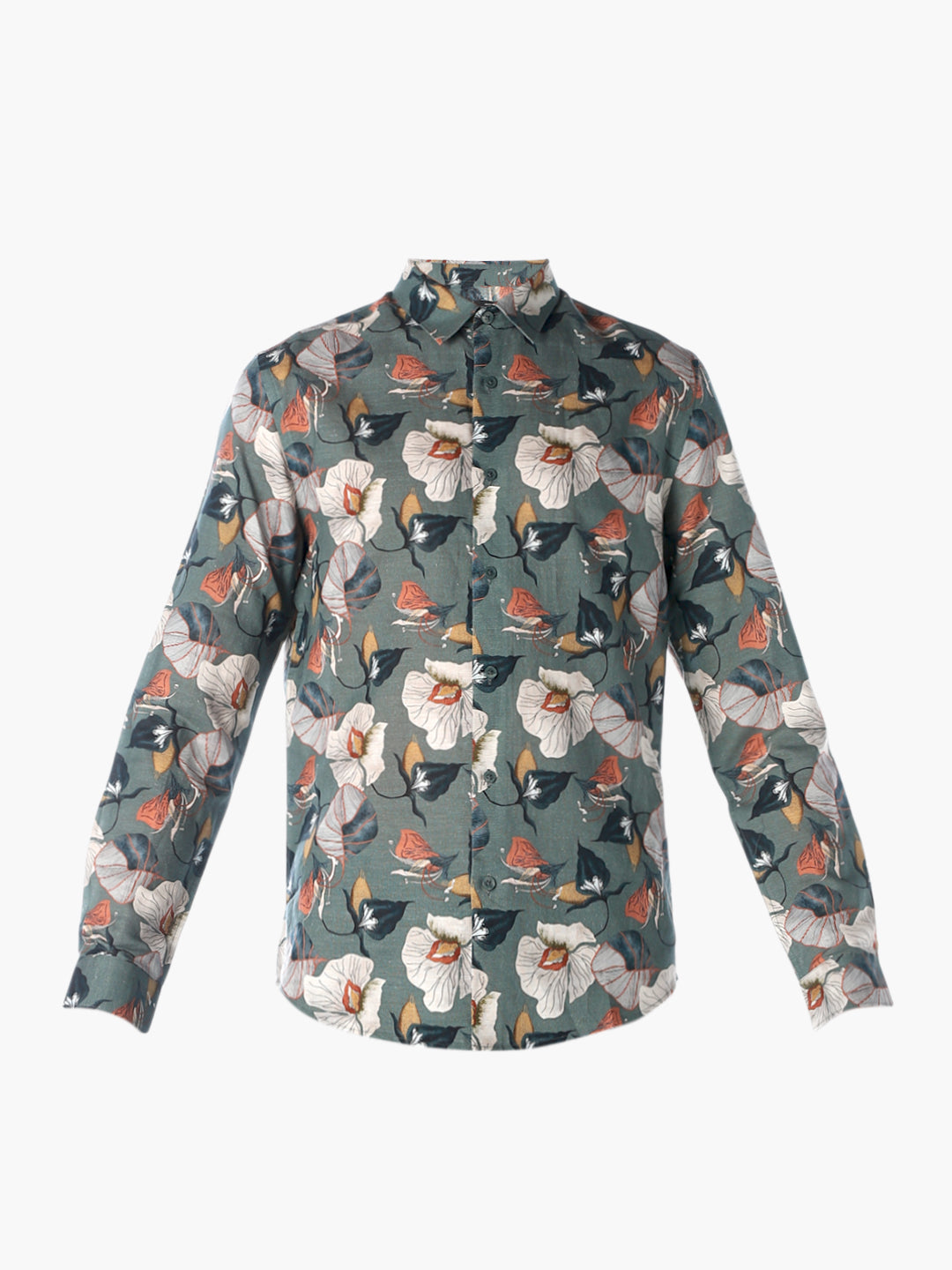 Linen Blend Printed Slim Fit Shirt