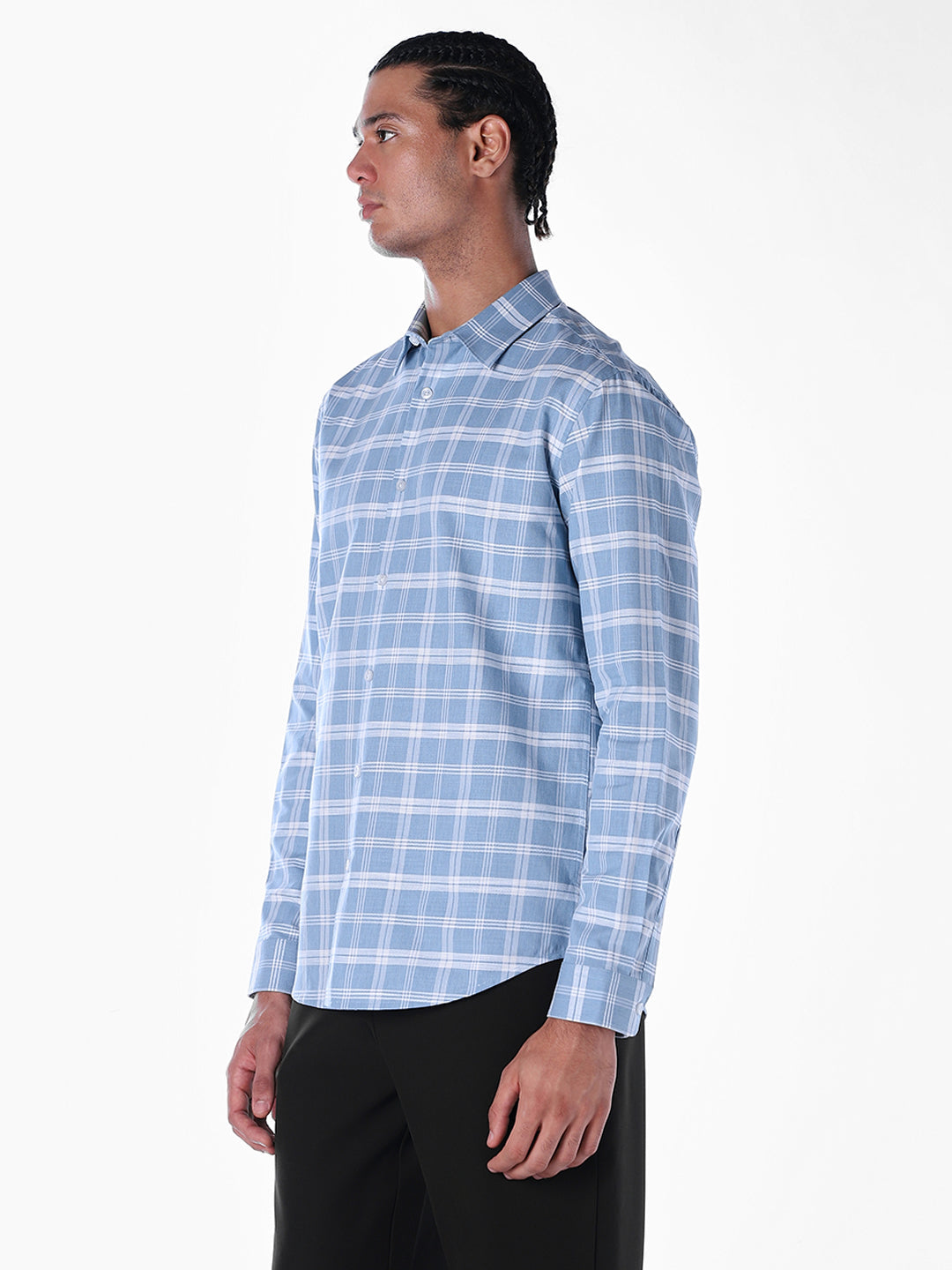 Blue Check Cotton Shirt