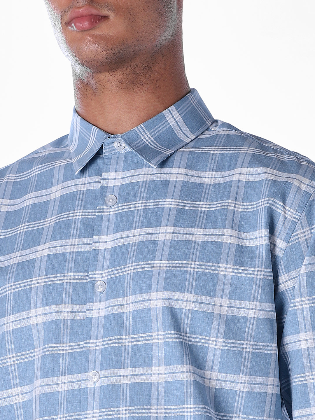 Blue Check Cotton Shirt