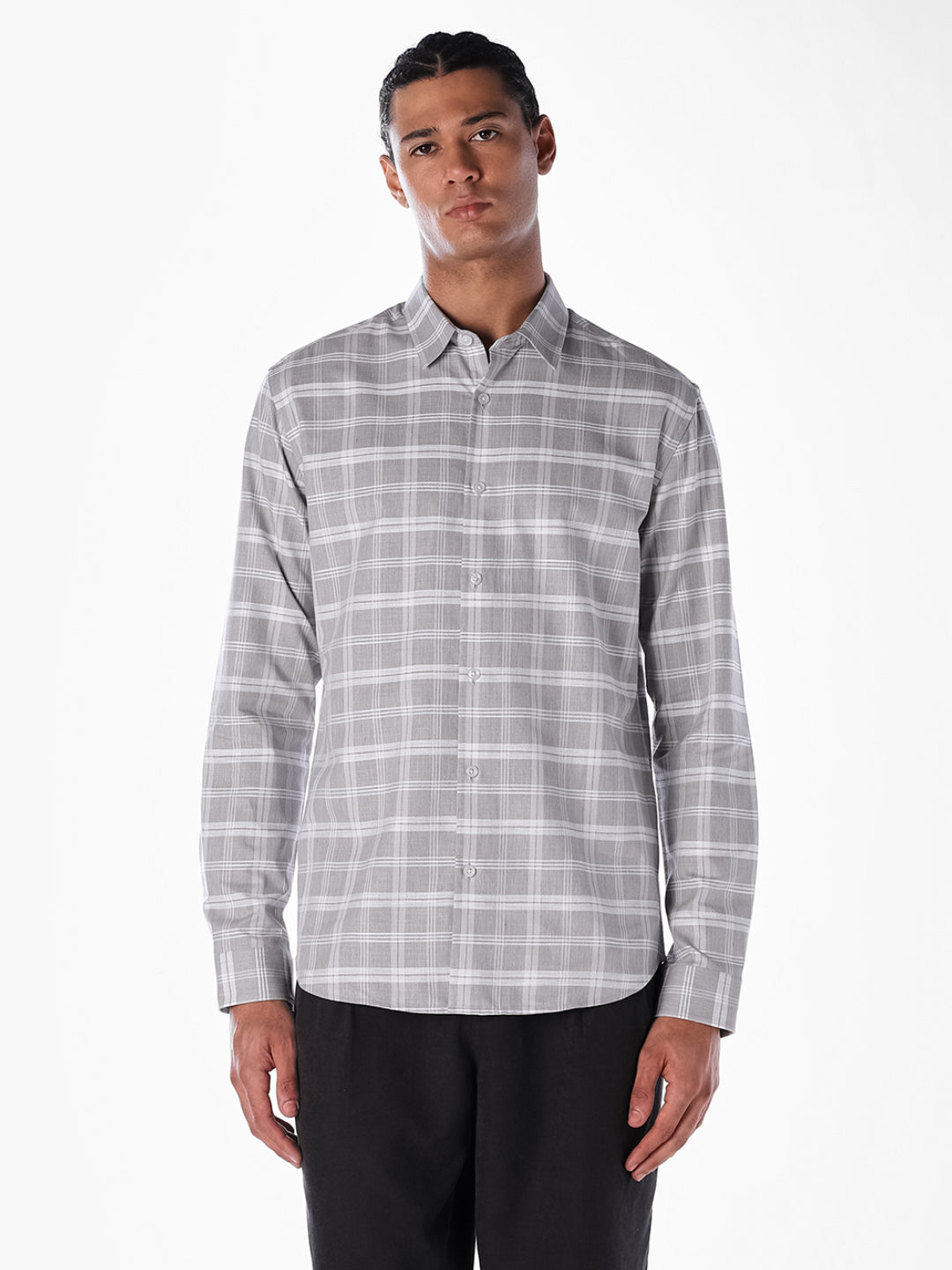 Grey Check Cotton Shirt