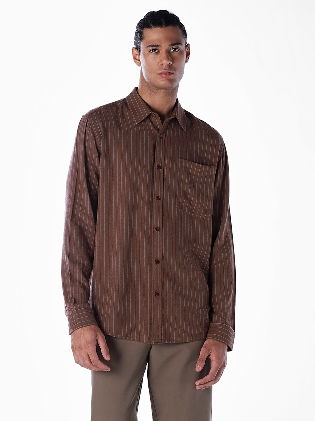 Linen Blend Striped Shirt