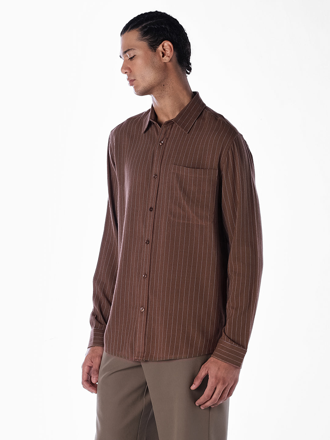 Linen Blend Striped Shirt