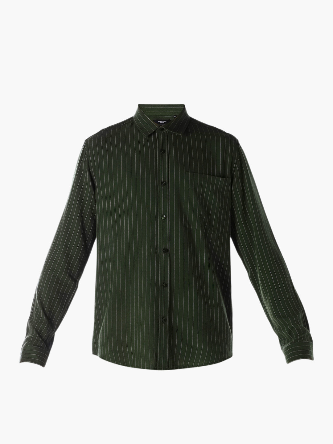 Dark Green Striped Regular Fit Shirt