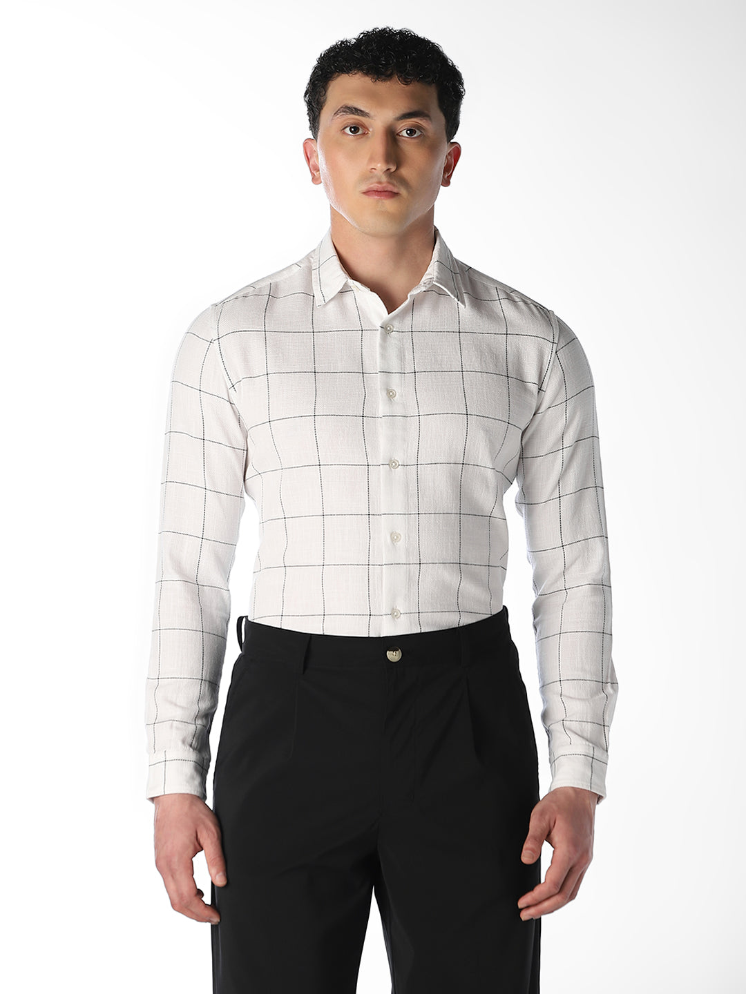 White Check Cotton Shirt