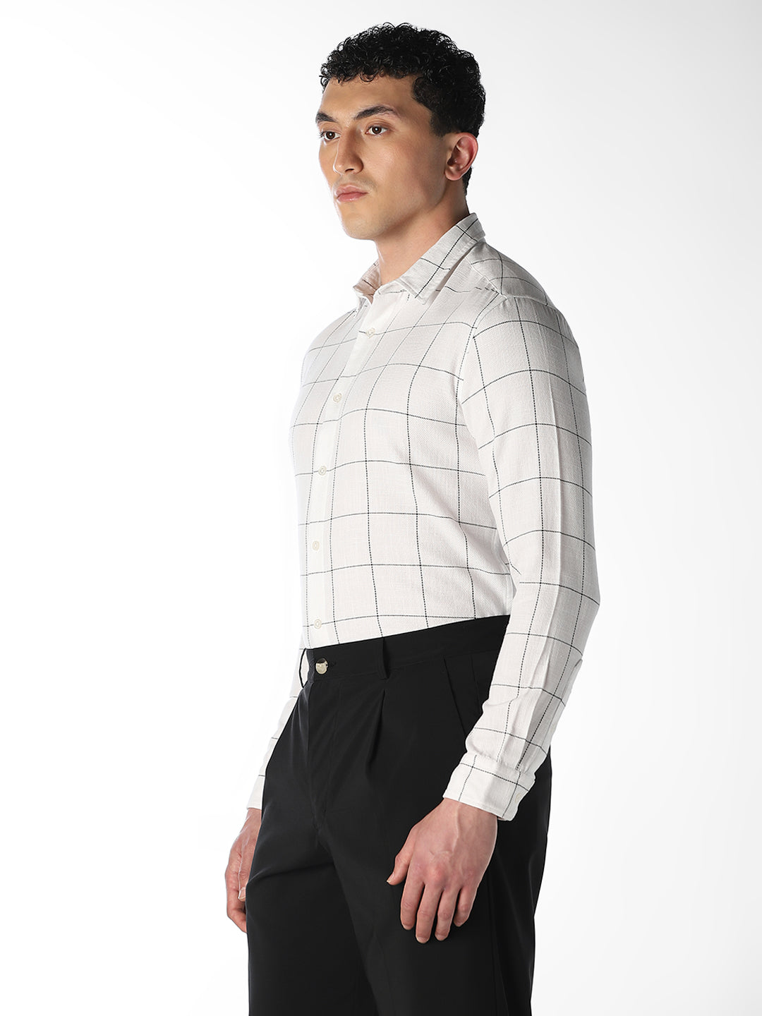 White Check Cotton Shirt