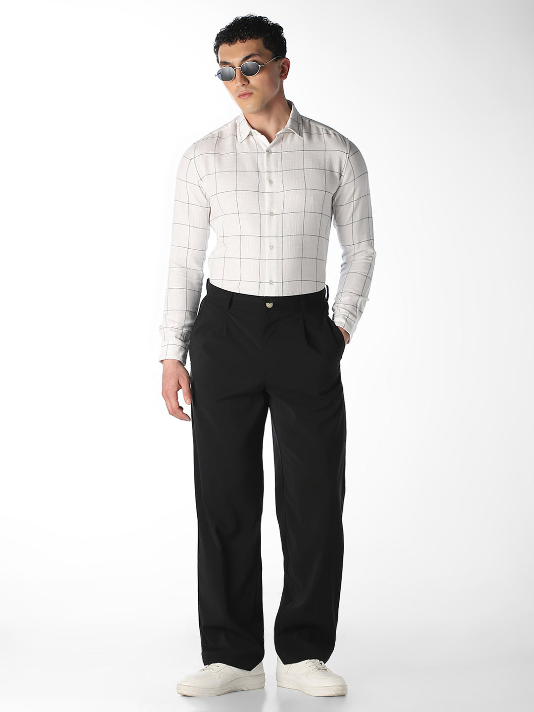 White Check Cotton Shirt