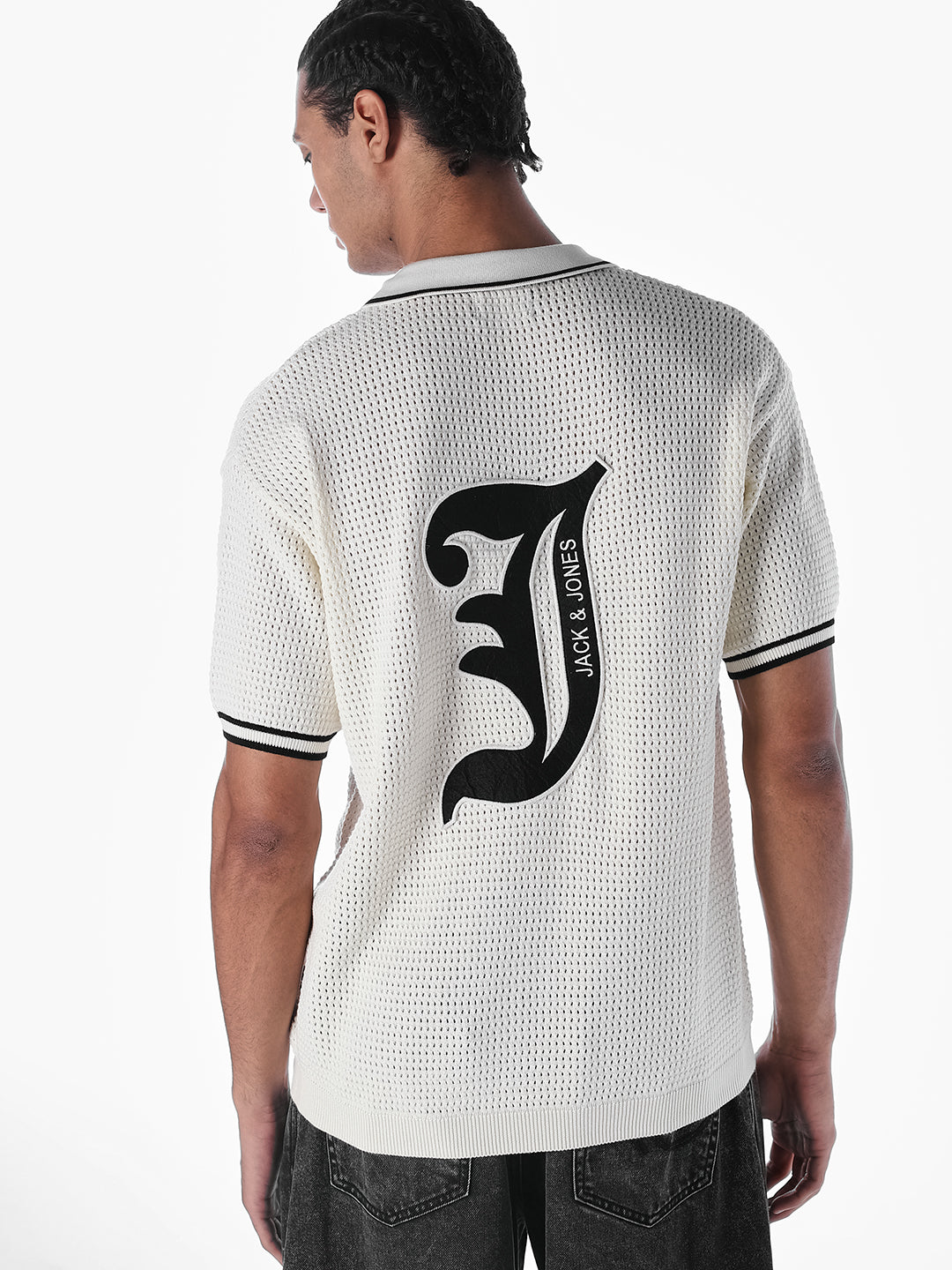 Applique Patchwork Knitted Polo - L
