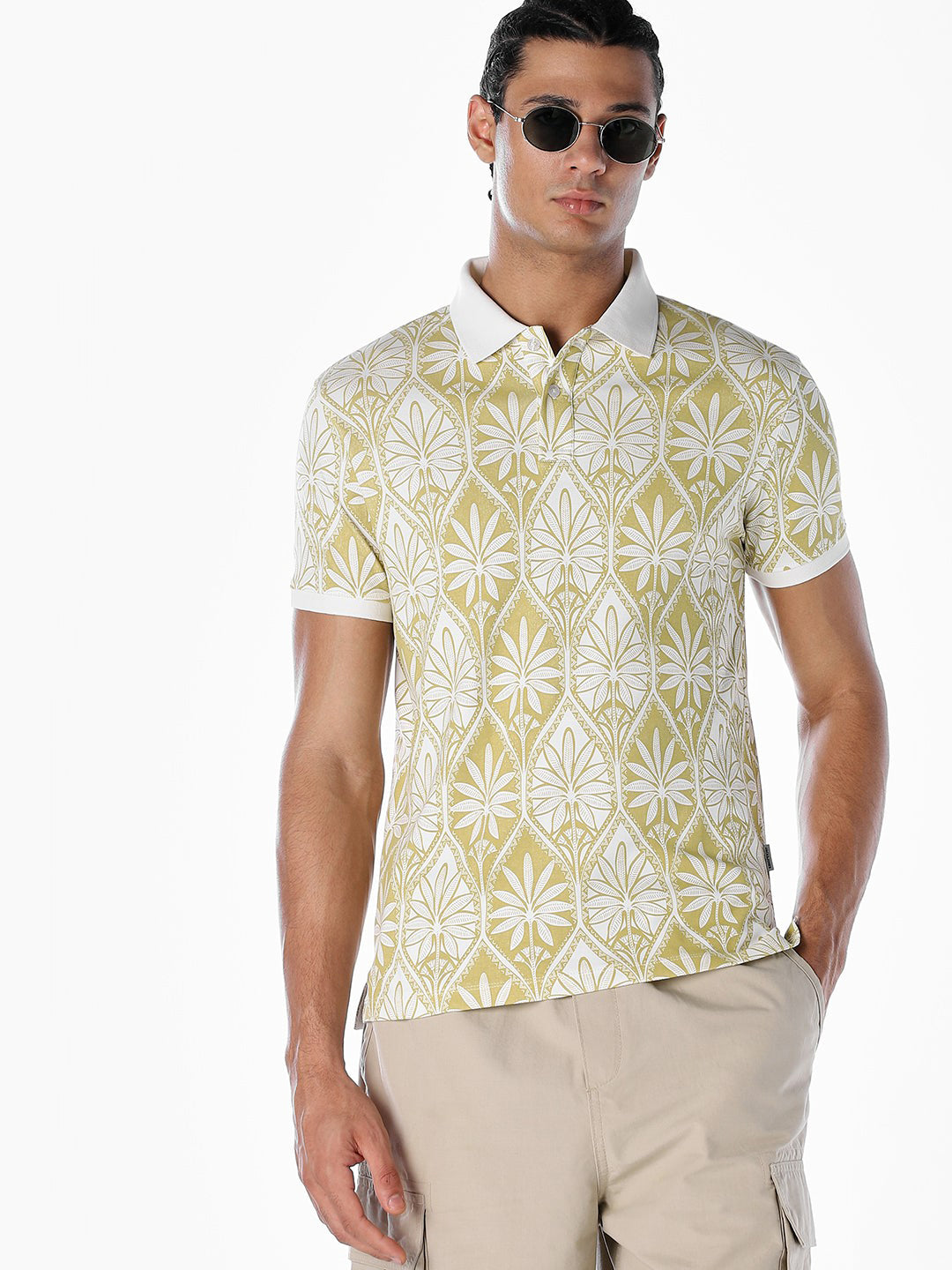 Printed Cotton Polo - S