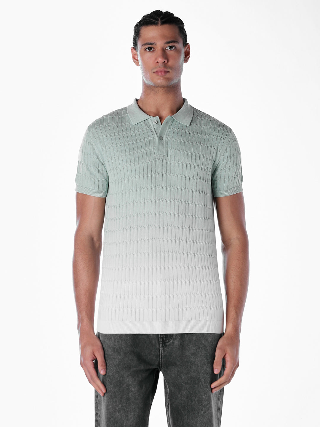 Jacquard Knitted Cotton Polo