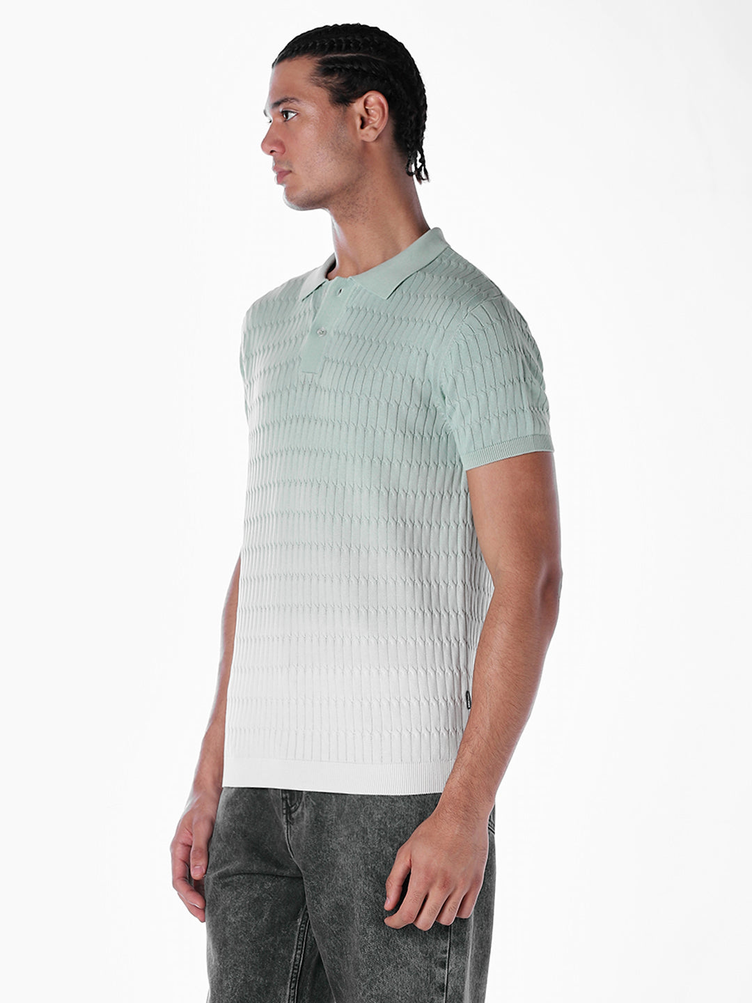 Jacquard Knitted Cotton Polo
