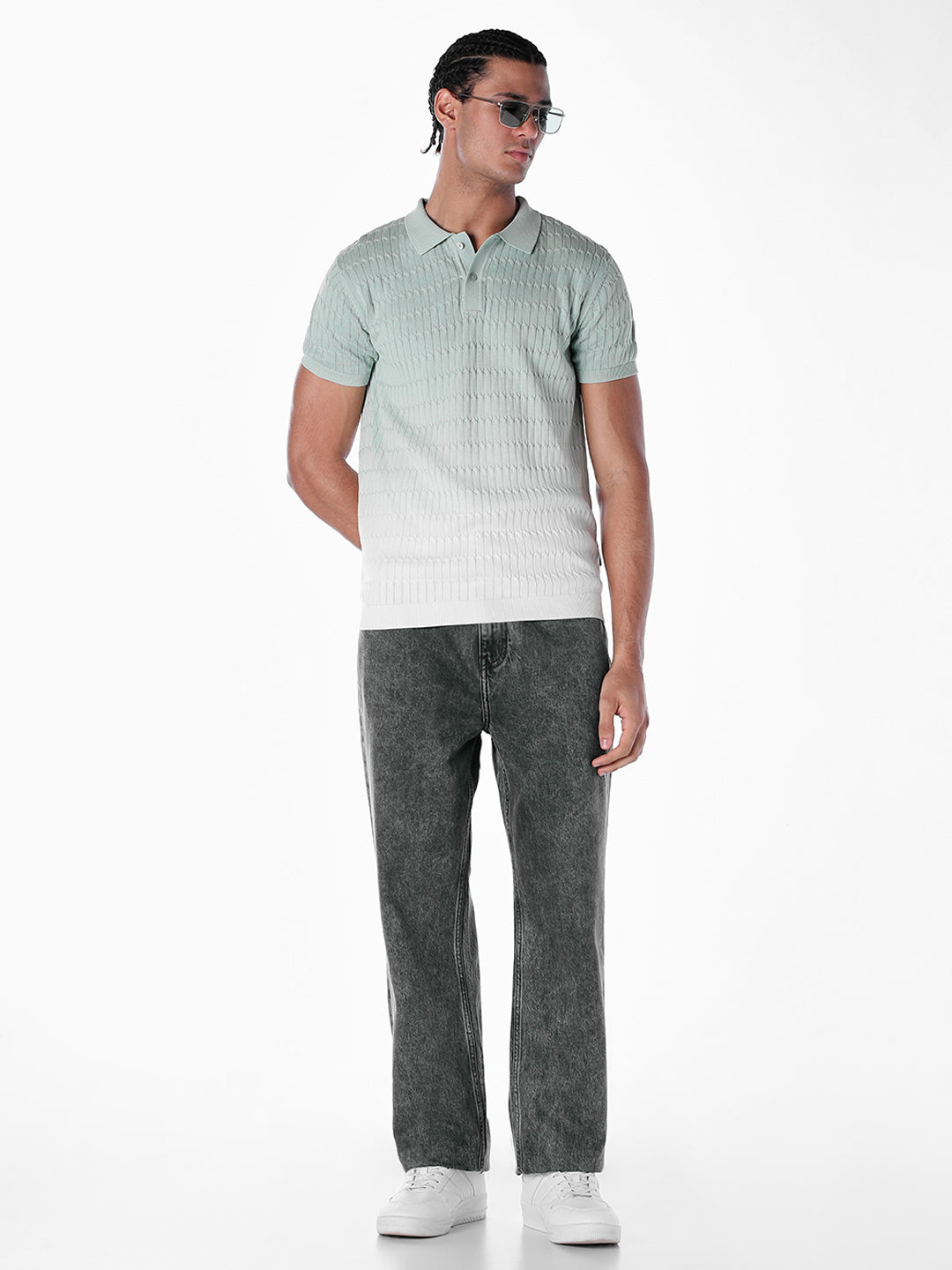 Jacquard Knitted Cotton Polo