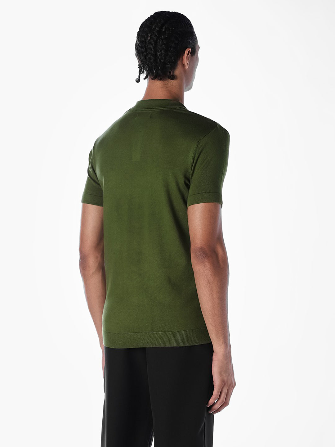 Knitted Slim Fit Polo - Green