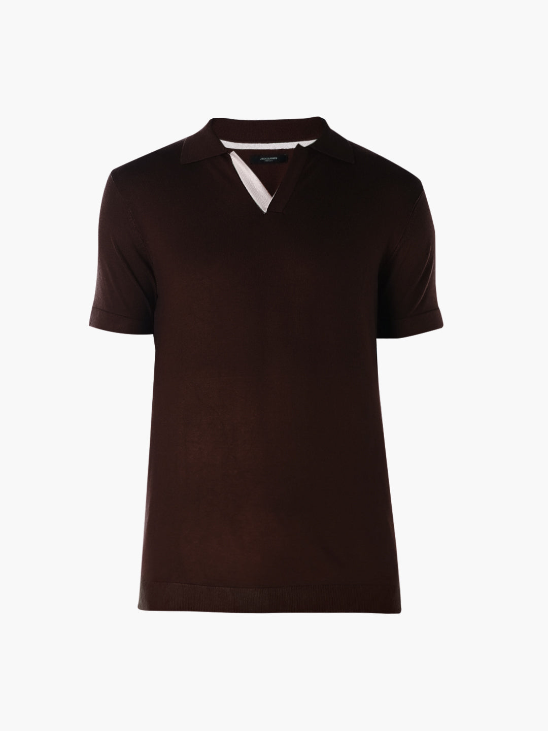 Knitted Slim Fit Polo - Brown