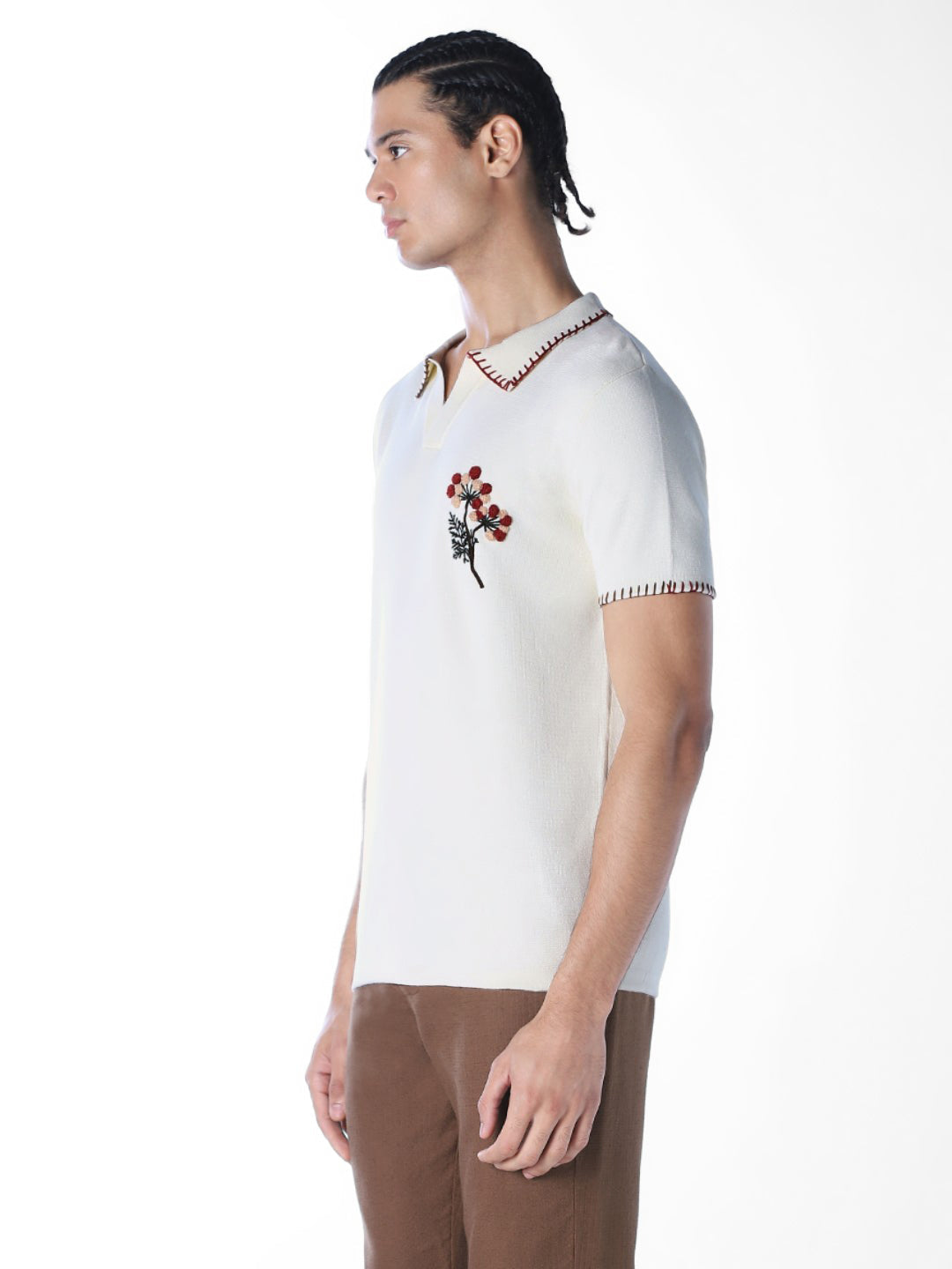 Contrast Stitch Embroidered Polo