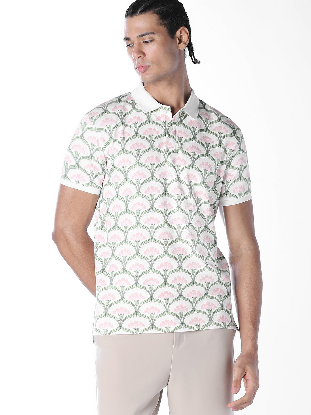 Printed Cotton Polo - S