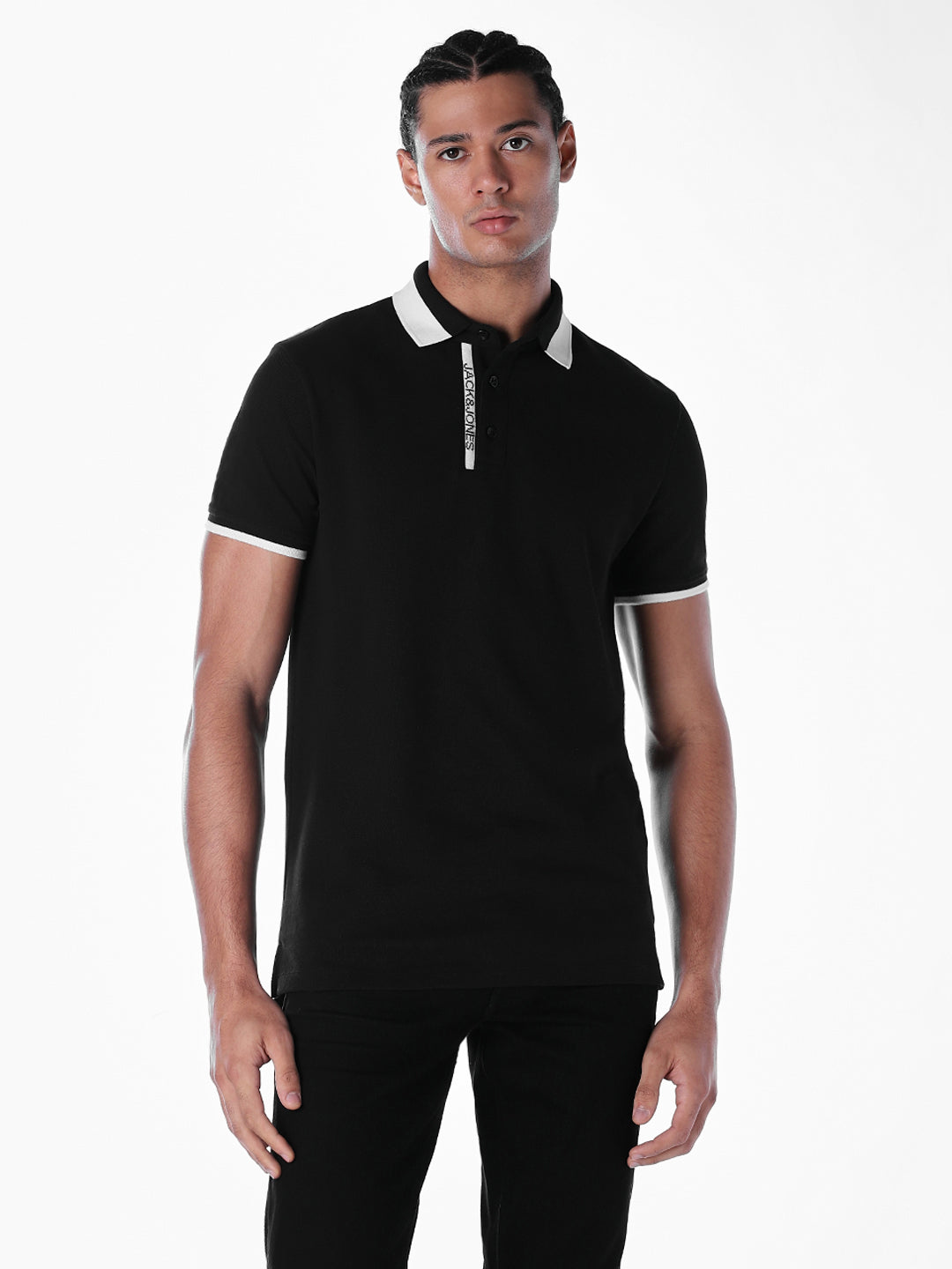 Jacquard Logo Print Cotton Polo
