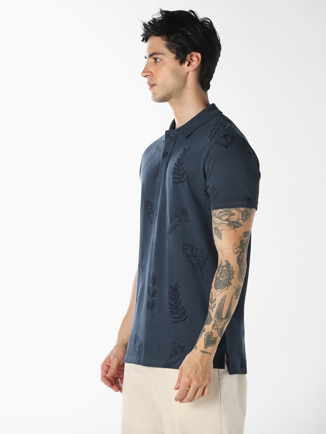 Dark Blue Embroidered Polo