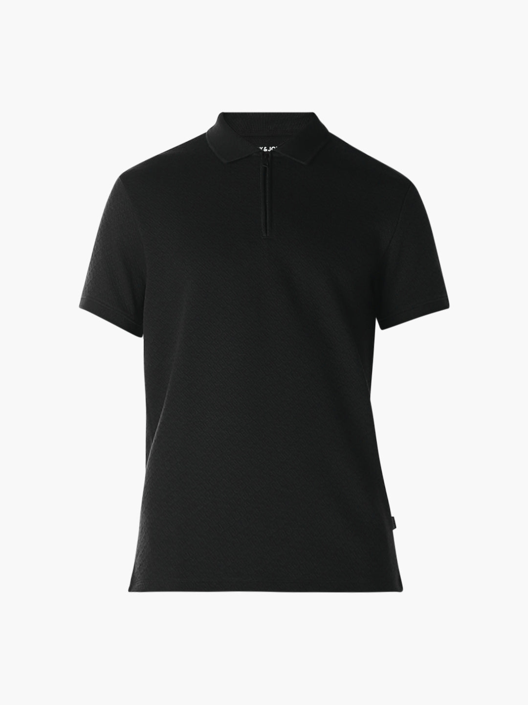 Black Zip Detail Cotton Polo