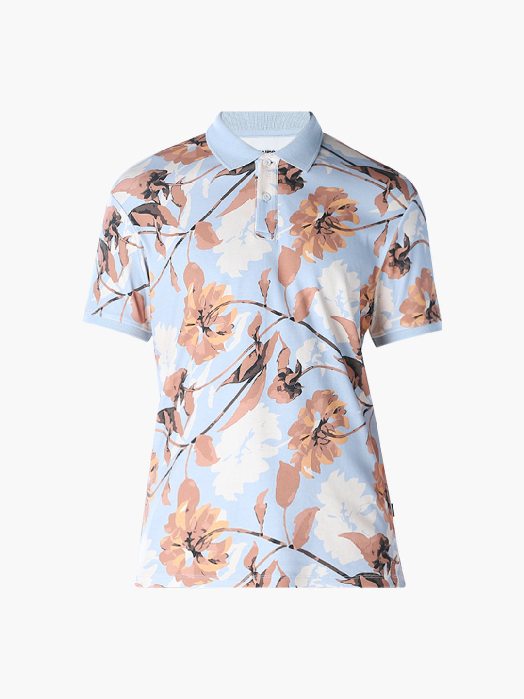 Blue Printed Cotton Polo