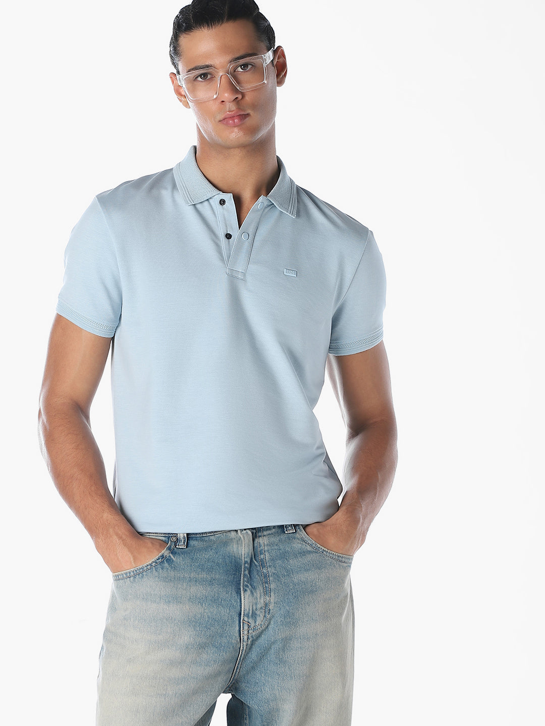 Light Blue Cotton Polo - S
