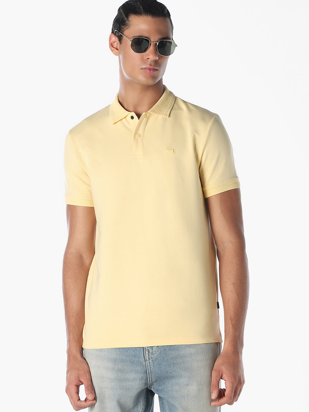 Light Yellow Cotton Polo - S