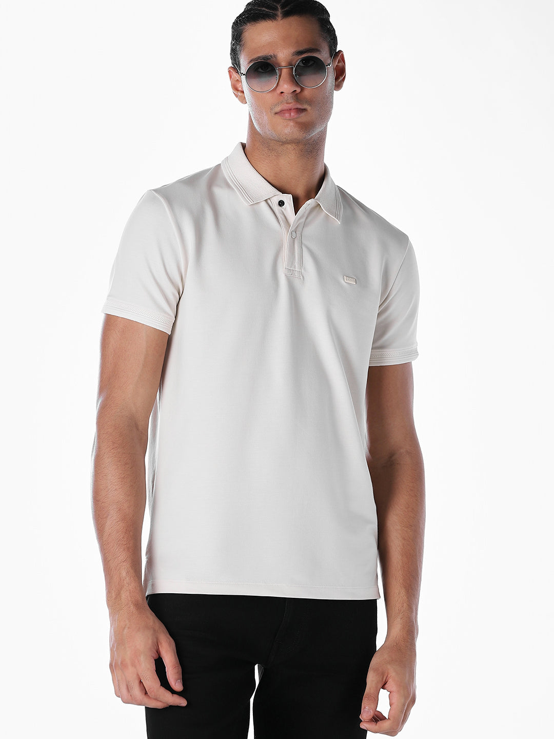 White Cotton Polo - S