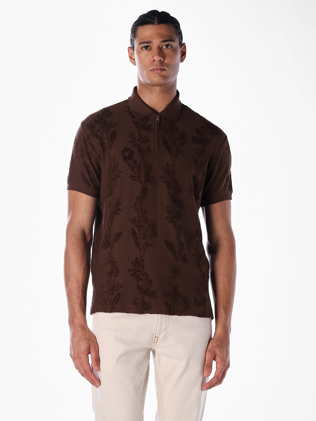 Jacquard Floral Cotton Polo
