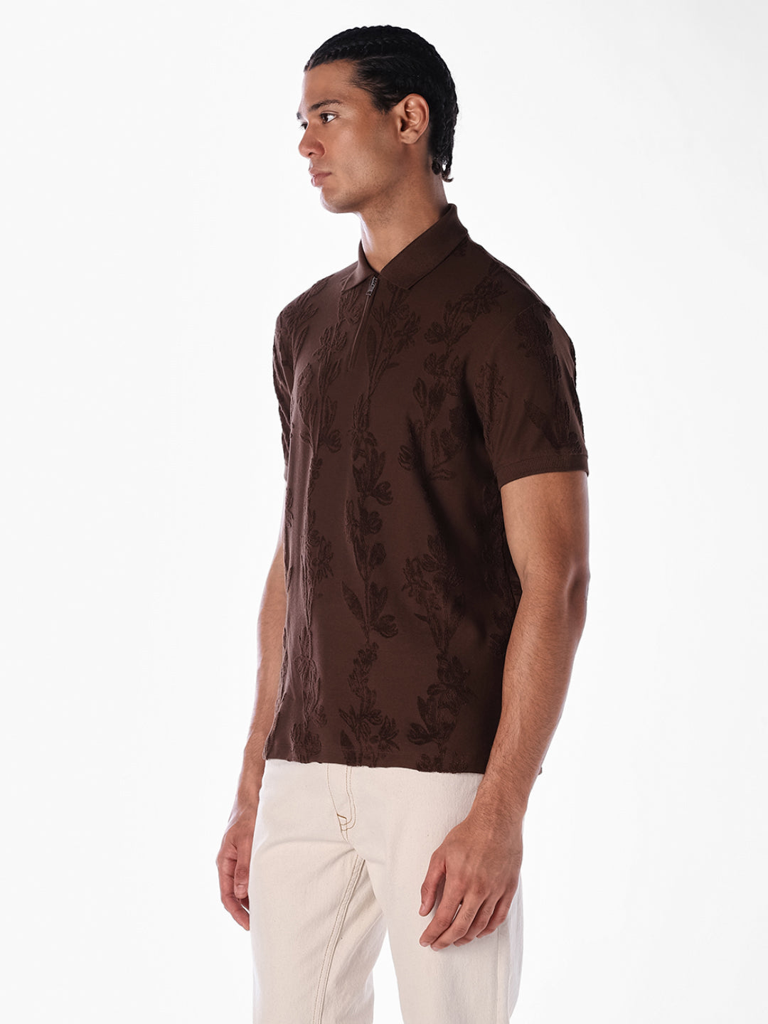Jacquard Floral Cotton Polo