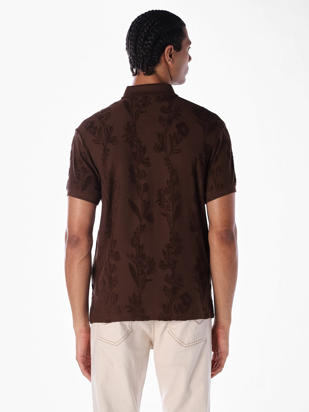 Jacquard Floral Cotton Polo