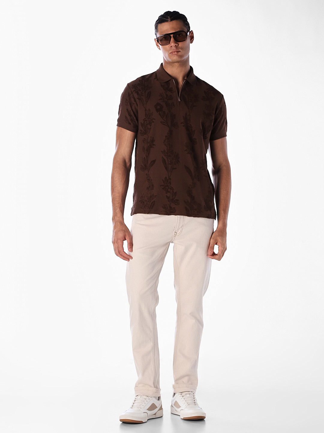Jacquard Floral Cotton Polo