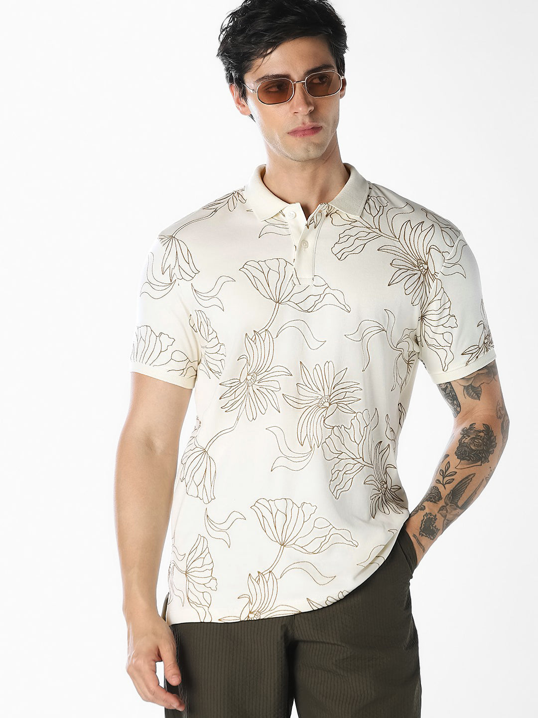 Floral Embroidered Polo