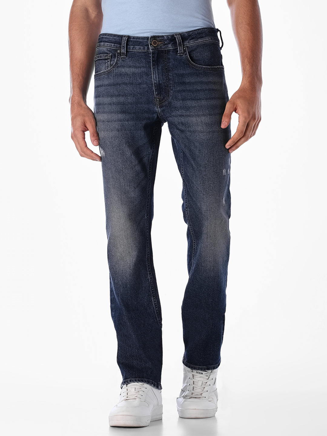 Mildly Distressed Regular Fit Jeans - 28/30