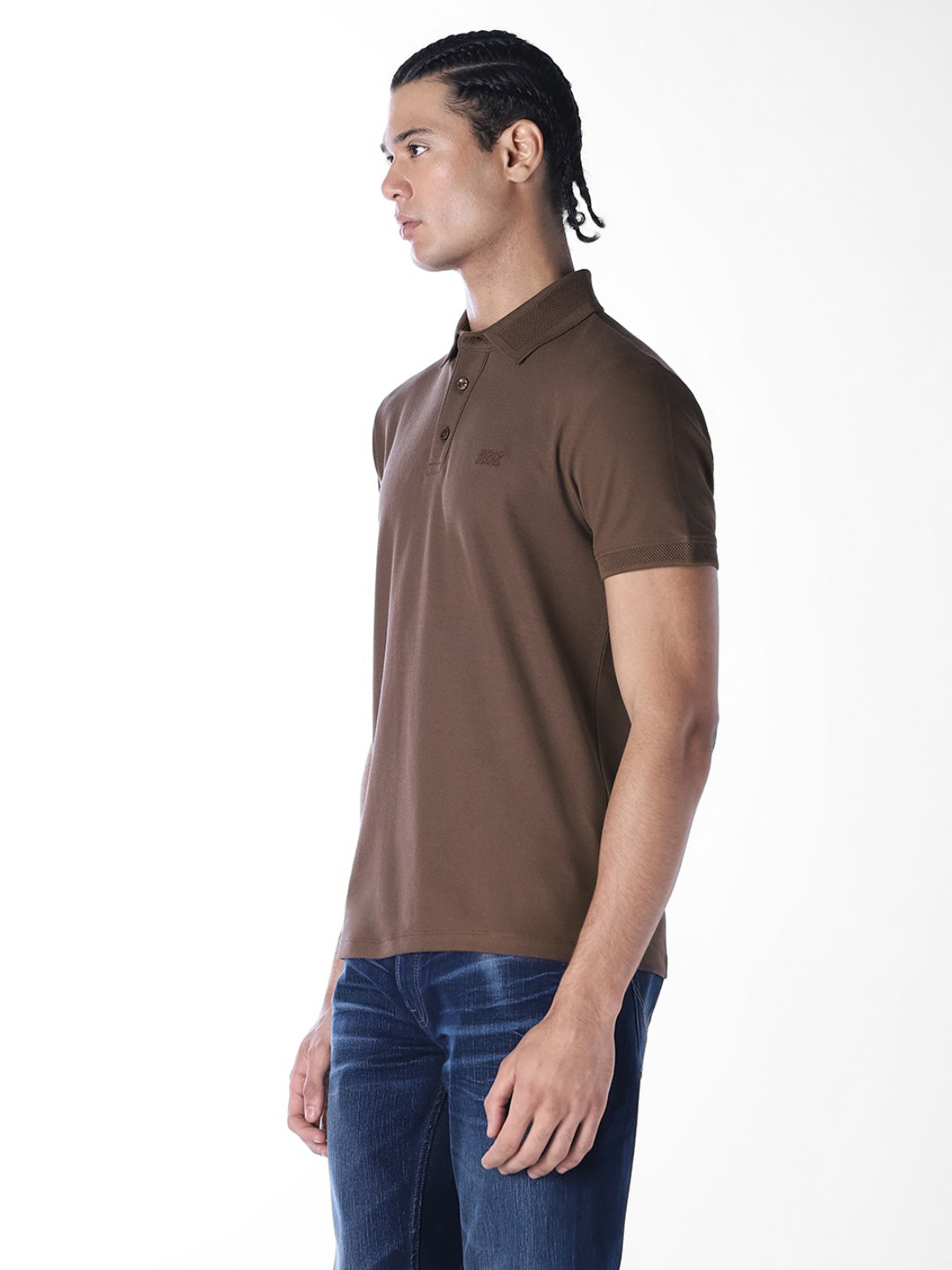 Knitted Logo Print Polo - Dark Brown