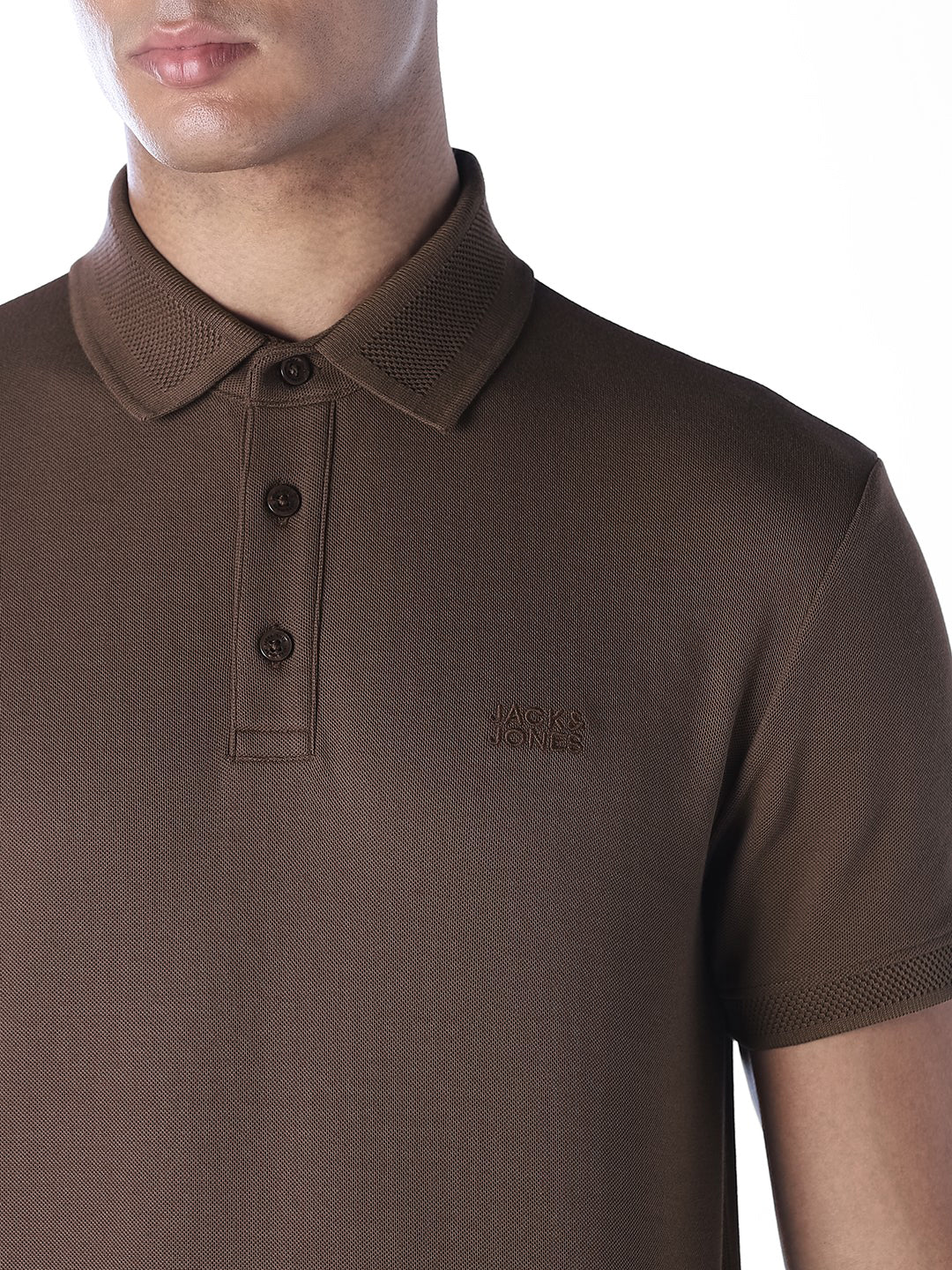 Knitted Logo Print Polo - Dark Brown