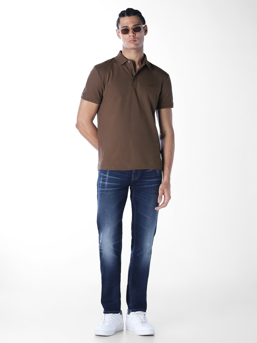 Knitted Logo Print Polo - Dark Brown