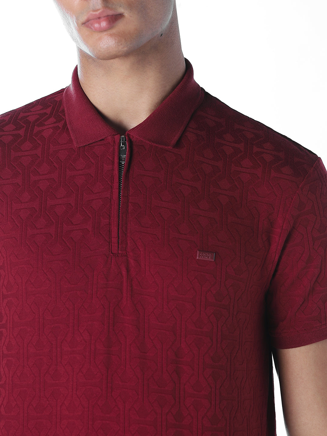 Dark Red Jacquard Polo
