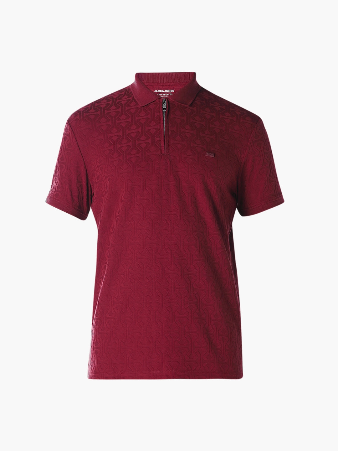 Dark Red Jacquard Polo